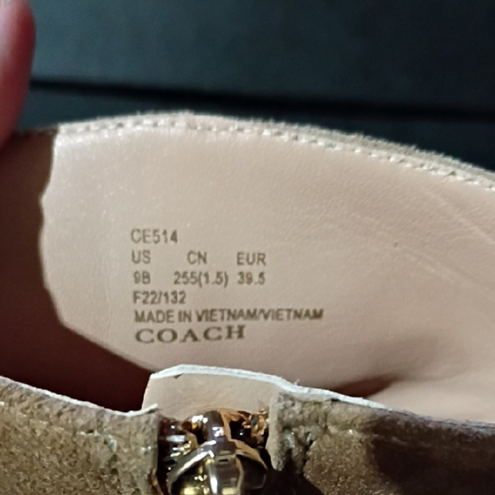 Coach Tan Suede Platform Block Heel Ankle Boots - Picture 5 of 5